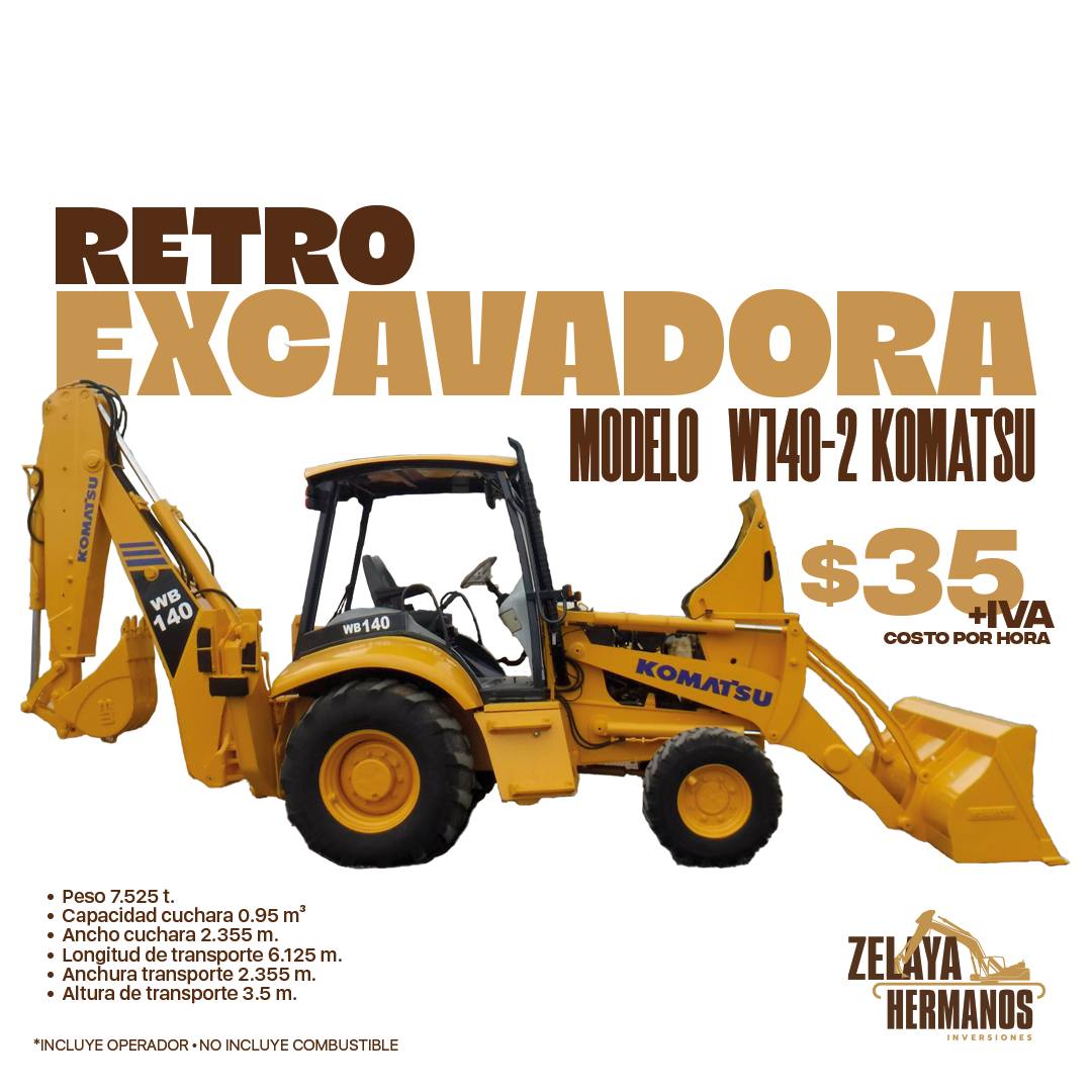 Alquiler de retroexcavadora, Hermanos Zelaya Inversiones - El Salvador