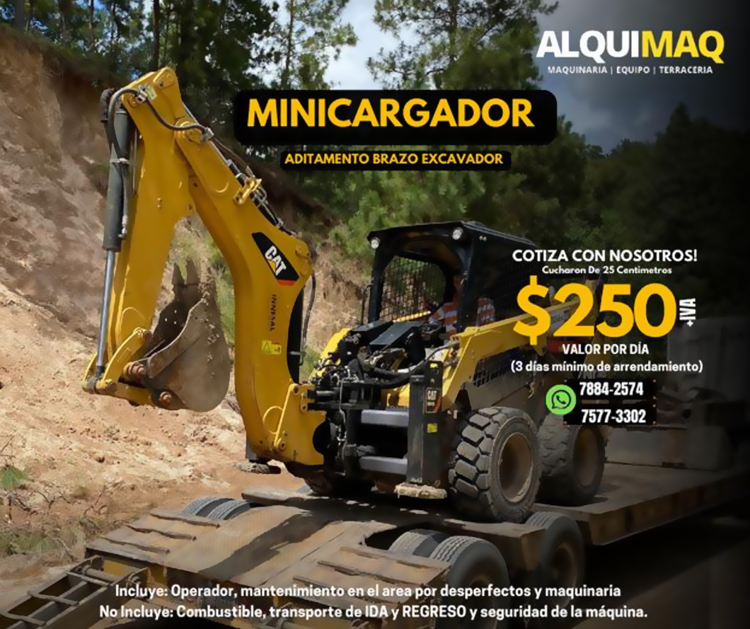 Alquiler de minicargador aditamento brazo excavador - Alquimaq