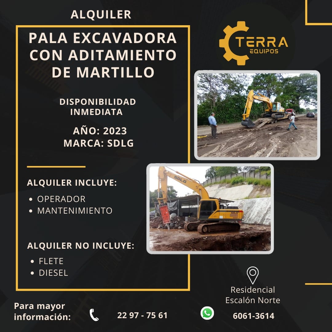 Terra, alquiler de Pala excavadora con aditamento de martillo